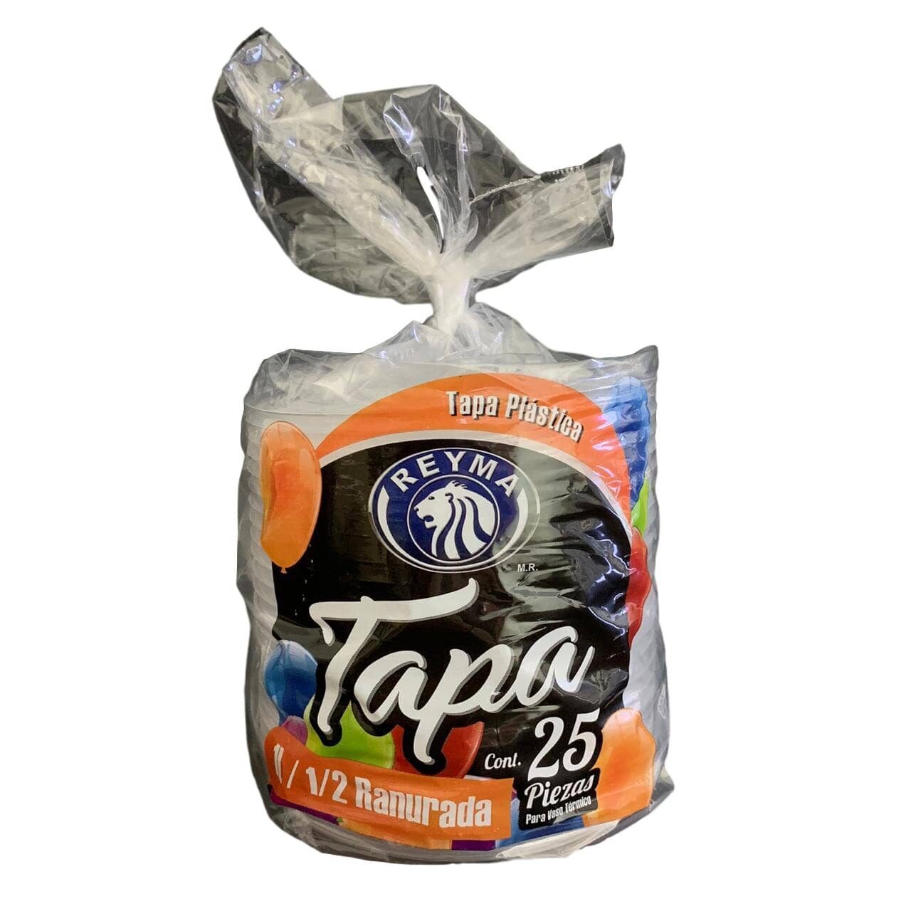 Tapas Plásticas 1LT / 1/2LT Ranuradas con Agujero REYMA Empaque c/25