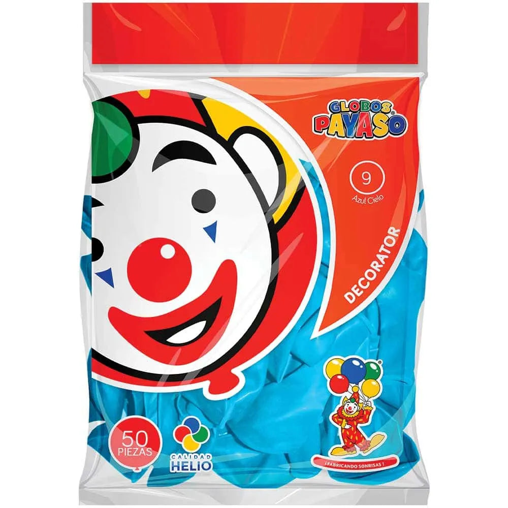 Globos #9 Azul Cielo GLOBOS PAYASO Bolsa c/50