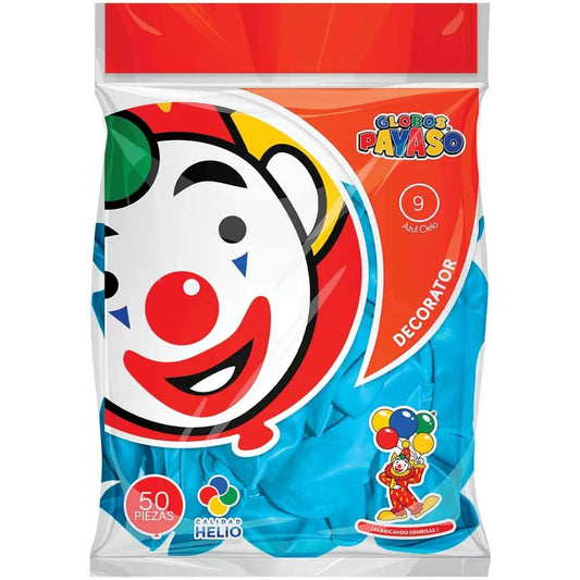Globos #9 Azul Cielo GLOBOS PAYASO Bolsa c/50