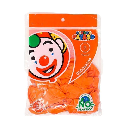 Globos #9 Naranja Sol GLOBOS PAYASO Bolsa c/50