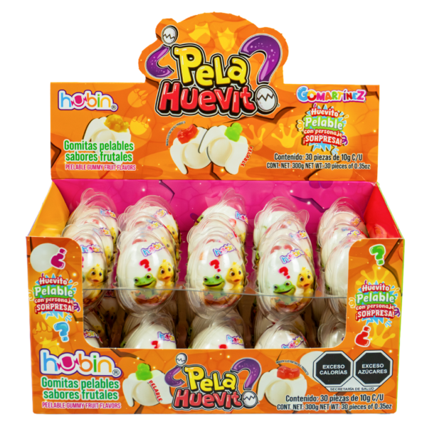 Gomitas Pelables Pela Huevito 10g HUBIN Exhibidor c/24