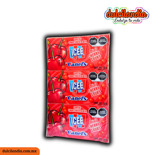 Gomitas ICEE Mini Cherry Sours Cereza Acidita Cajita 50g CANEL’S Exhibidor c/9
