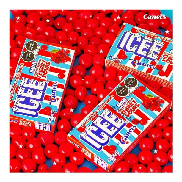 Gomitas ICEE Mini Cherry Sours Cereza Acidita Cajita 50g CANEL’S Exhibidor c/9