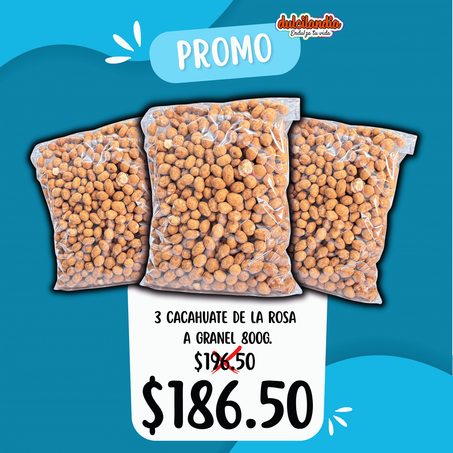 1 Promo 3 Cacahuate Japonés a Granel DE LA ROSA Bolsa 800g