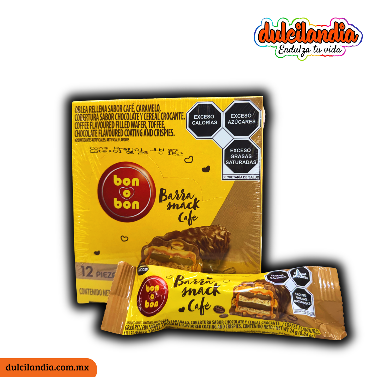 Chocolates Bon o Bon Barra Snack Café 24g ARCOR Caja c/12