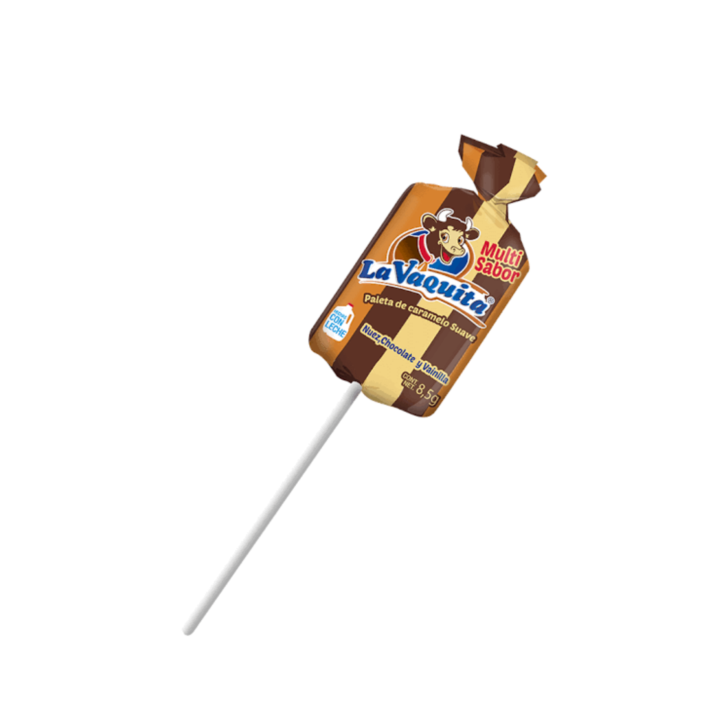 Paletas La Vaquita Multisabor Nuez, Chocolate y Vainilla 7.5g CANEL’S Bolsa c/40