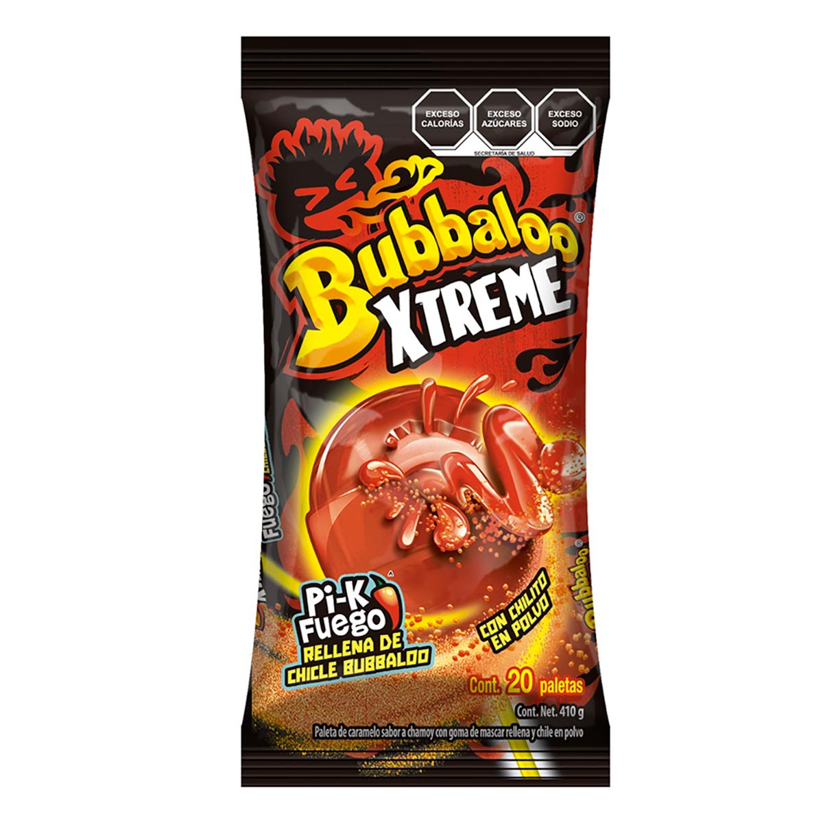 Paletas Bubbaloo Xtreme Pik-Fuego Enchilada 20.5g MONDELĒZ Bolsa c/20