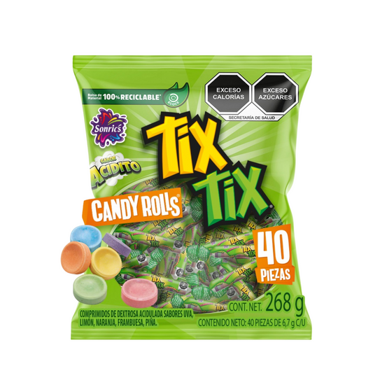 Caramelos Tix Tix Candy Rolls 6.7g SONRIC’S Bolsa c/40