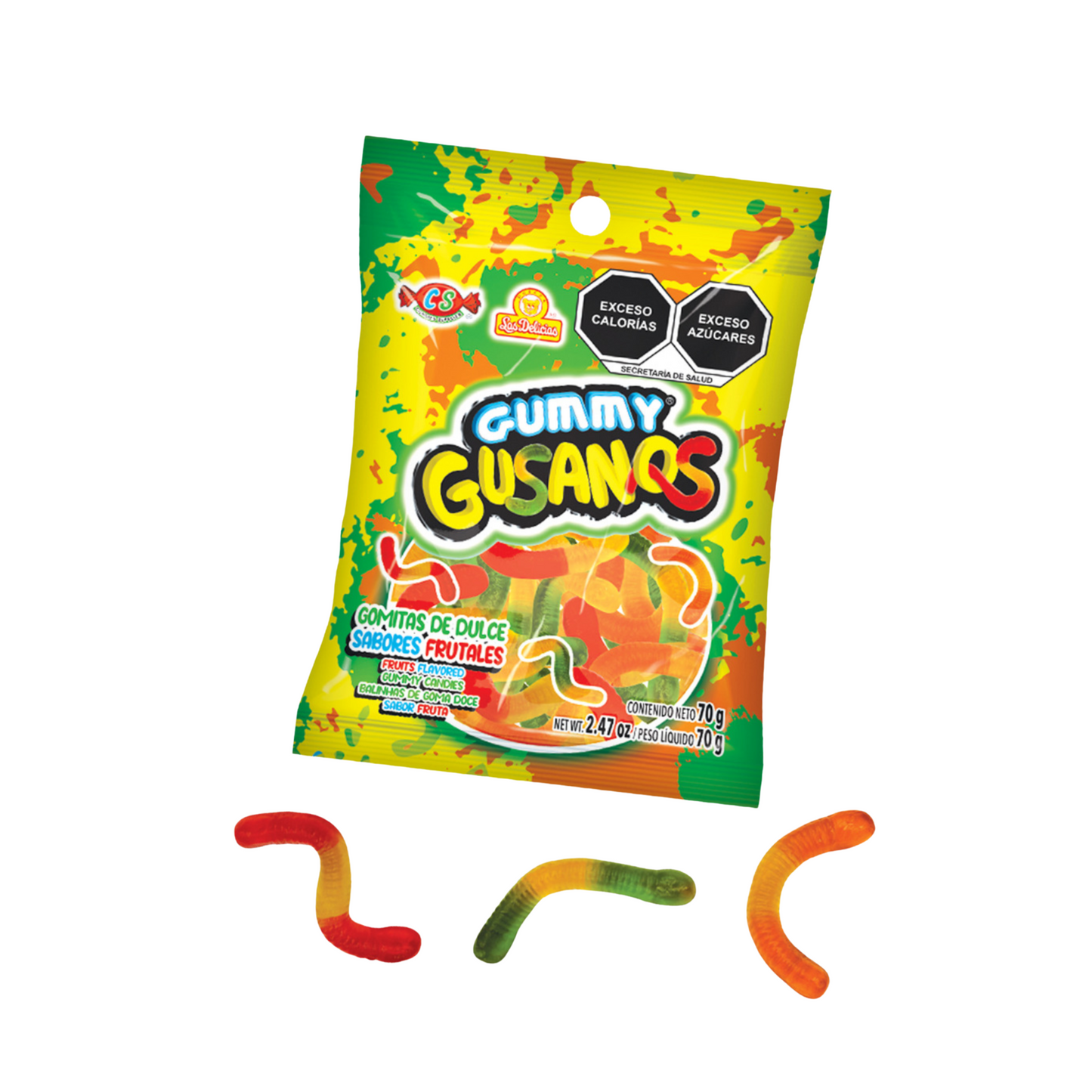 Gomitas Gummy Gusanos 70g LAS DELICIAS Exhibidor c/12