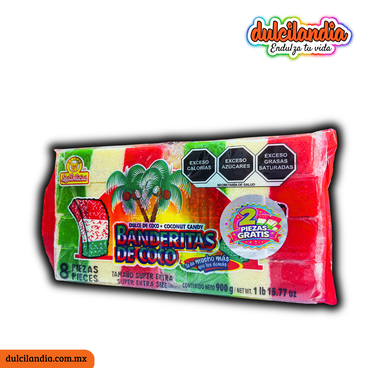 Banderas de Coco Super Extra 112.5g LAS DELICIAS Bolsa c/8 + 2 Gratis