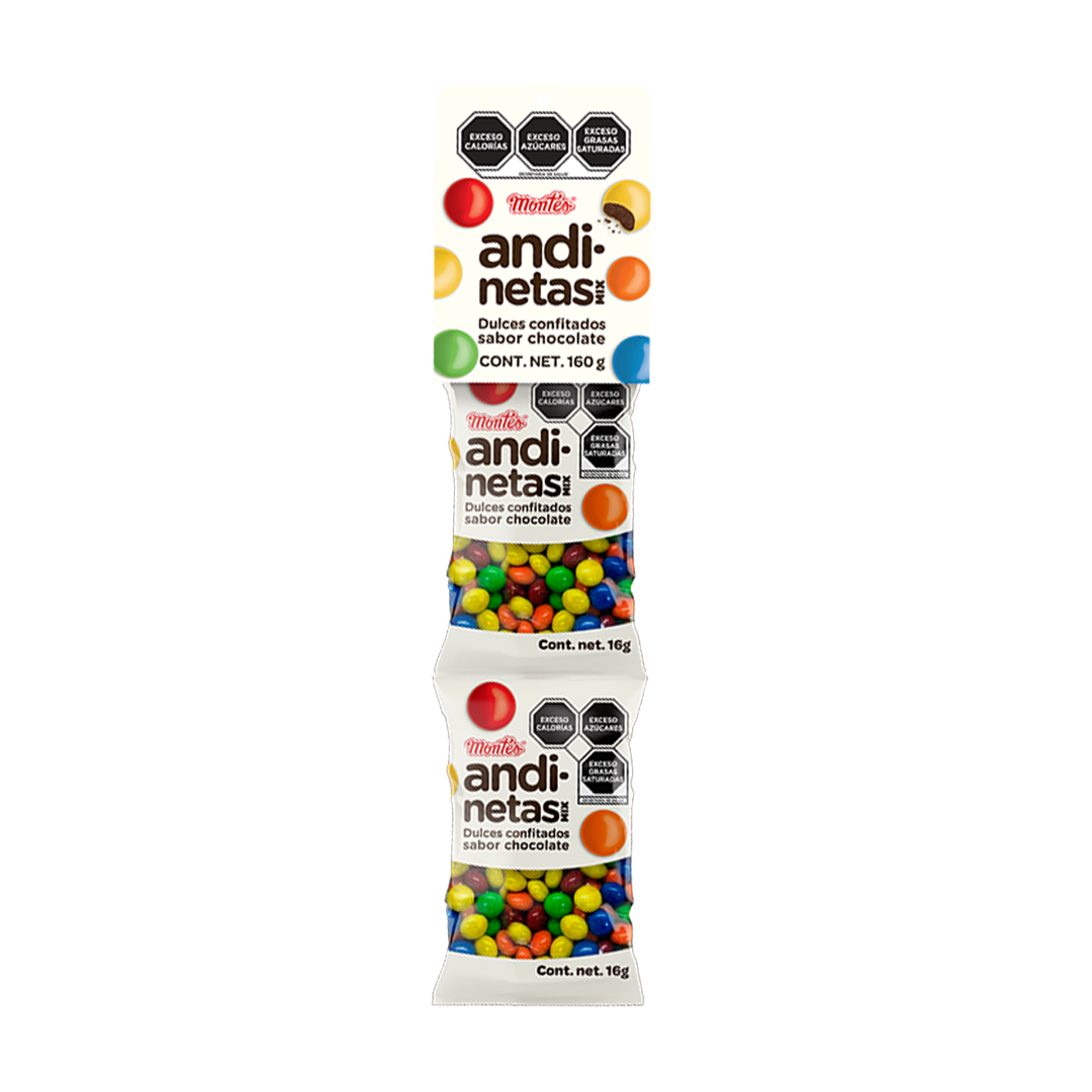 Chocolates Confitados Andinetas Mix Sobres 16g MONTES Tira c/10