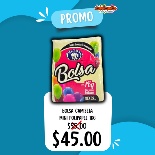1 Promo Bolsas Camiseta Mini 18x32cm Polipapel REYMA Bolsa 1Kg