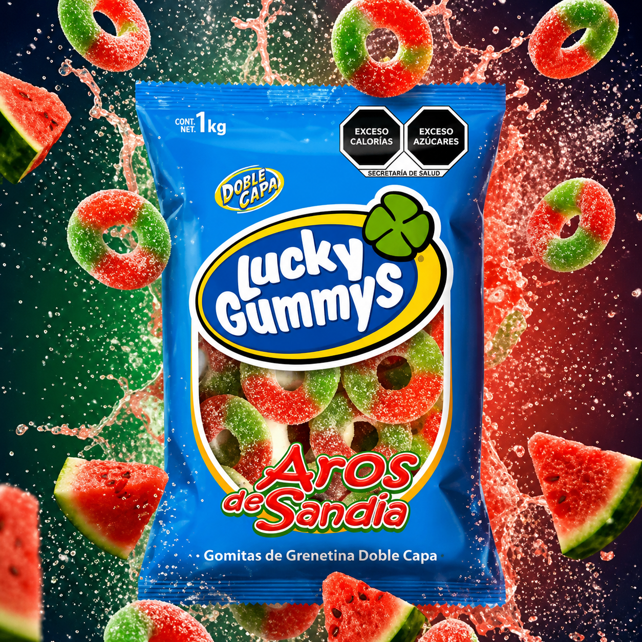 Gomitas Aros de Sandía LUCKY GUMMYS Bolsa 1Kg