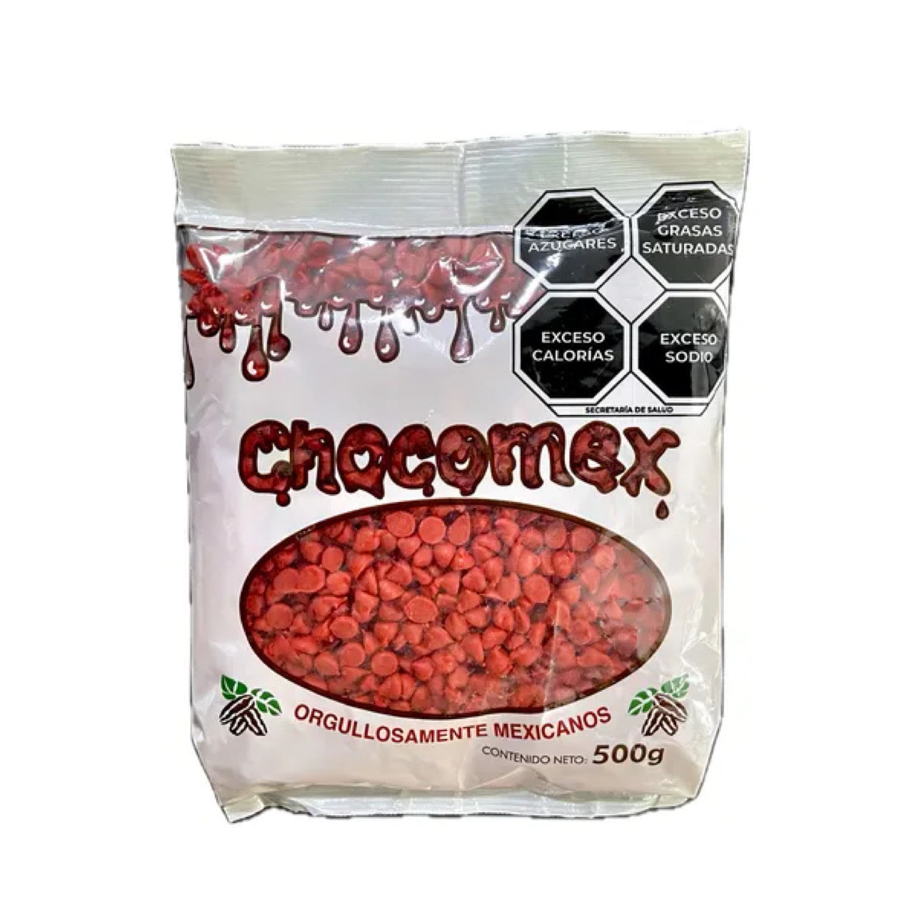 Chispas de Chocolate Rojo CHOCOMEX Bolsa 500g – Dulcilandia Dulcería