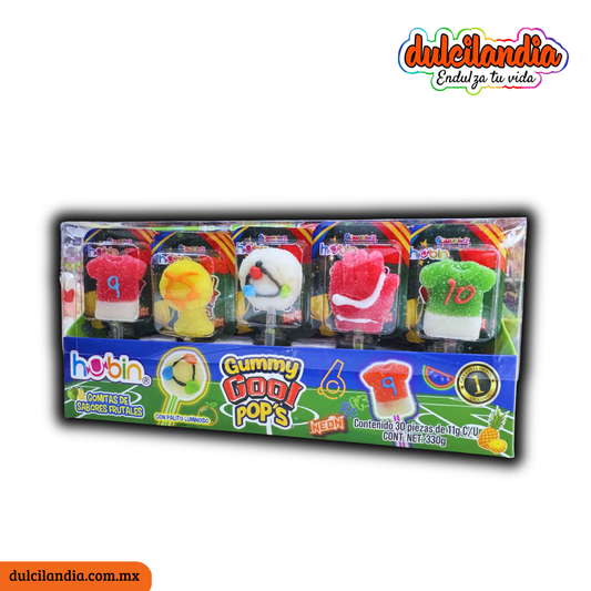 Gomitas Gummy Gool Mundial Futbol Pop’s Neón 11g HUBIN Exhibidor c/30