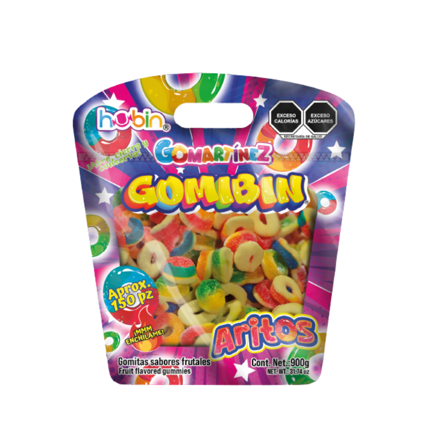 Gomitas Gomibin Aritos Frutales HUBIN Bolsa 900g c/150