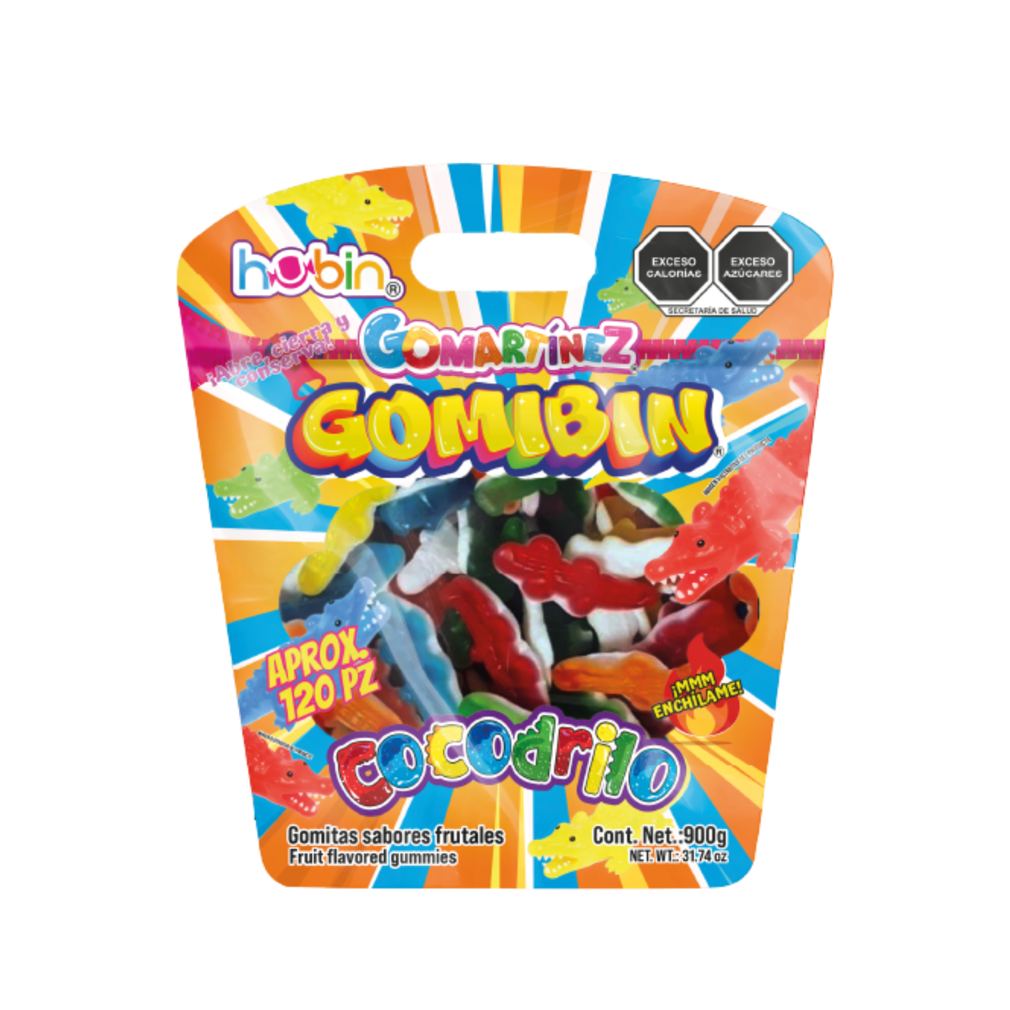 Gomitas Gomibin Cocodrilo Frutales HUBIN Bolsa 900g c/120